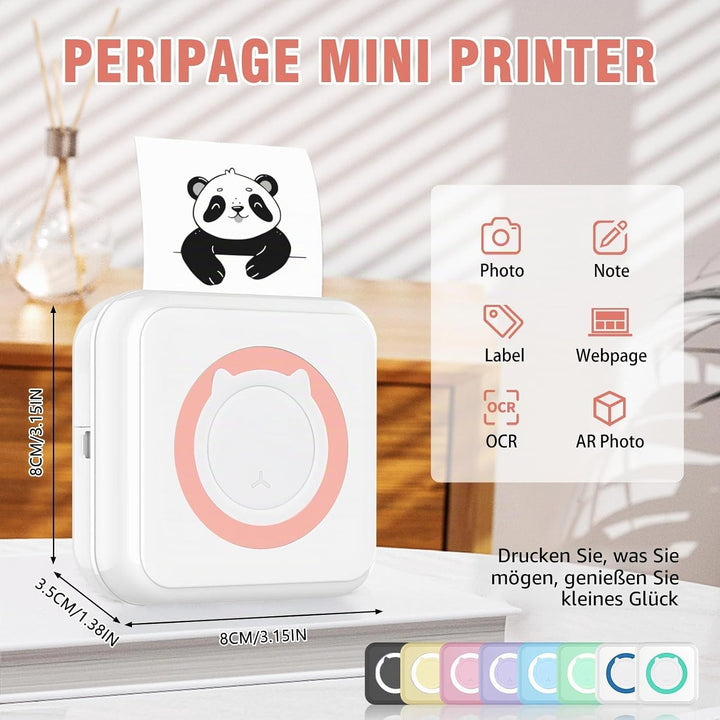 Mini drucker 300DPI, Mini drucker Aufkleber, Mini drucker für Smartphone, Bluetooth tragbarer Mini t