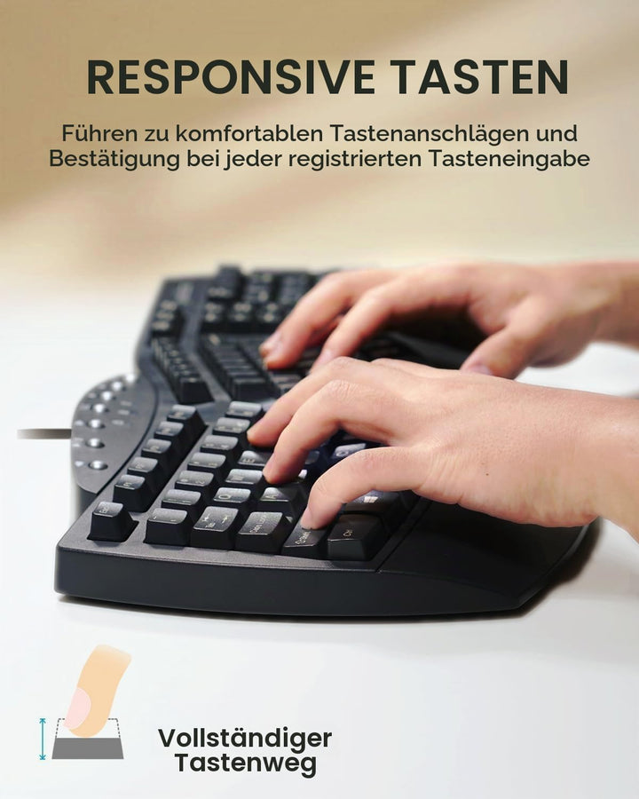 Perixx PERIBOARD 512 Ergonomische Tastatur USB QWERTY US English Layout, Schwarz Kabelgebunden, Kabe