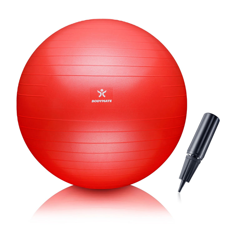 BODYMATE Gymnastikball Sitzball Trainingsball mit GRATIS E-Book inkl. Luft-Pumpe, Ball für Fitness,