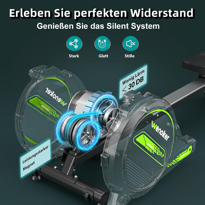 Wenoker Rudergerät für Zuhause, Leises Magnetisches Rudergerät mit APP & LCD-Display,16 Stufen Wider