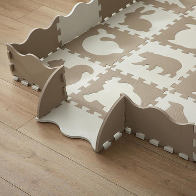 Puzzlematte Baby Kinder Puzzlematten Schadstofffrei Spielmatte Beige Krabbelmatte Tiere Eva Schaumst