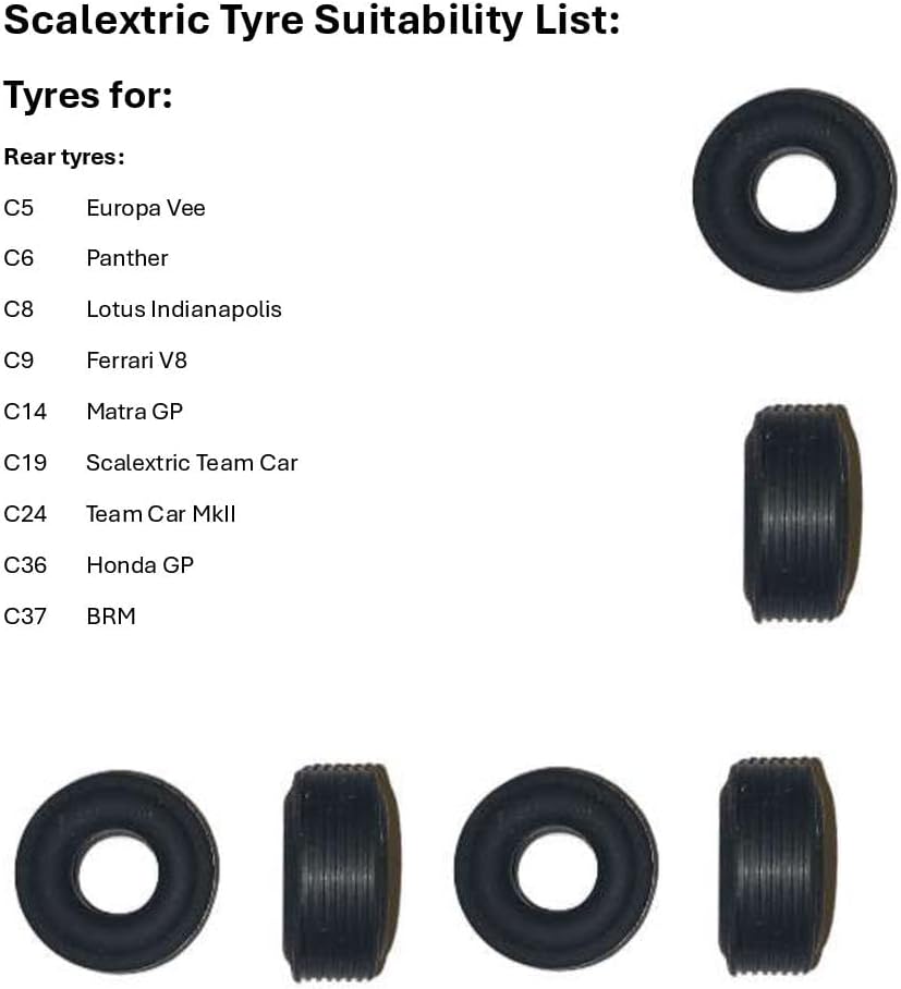 SSC Slot Cars Super Grip Ersatz Autoreifen/Reifen Set Zubehör, Power Schlitten Hinterräder Kompatibe