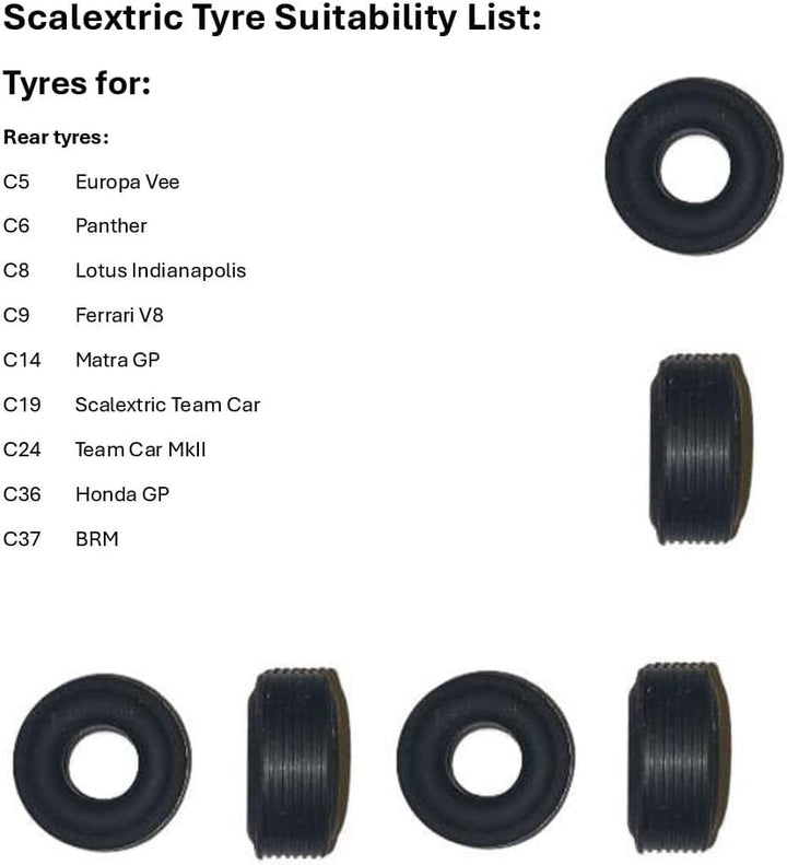 SSC Slot Cars Super Grip Ersatz Autoreifen/Reifen Set Zubehör, Power Schlitten Hinterräder Kompatibe