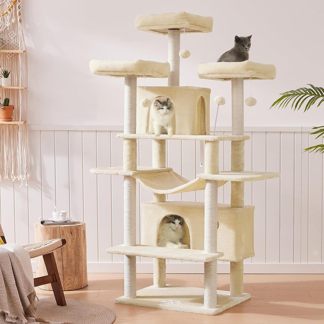 MSmask Kratzbaum gross XXL, Katzenbaum stabil mit 3 Aussichtsplattformen, Katzenkratzbaum für grosse