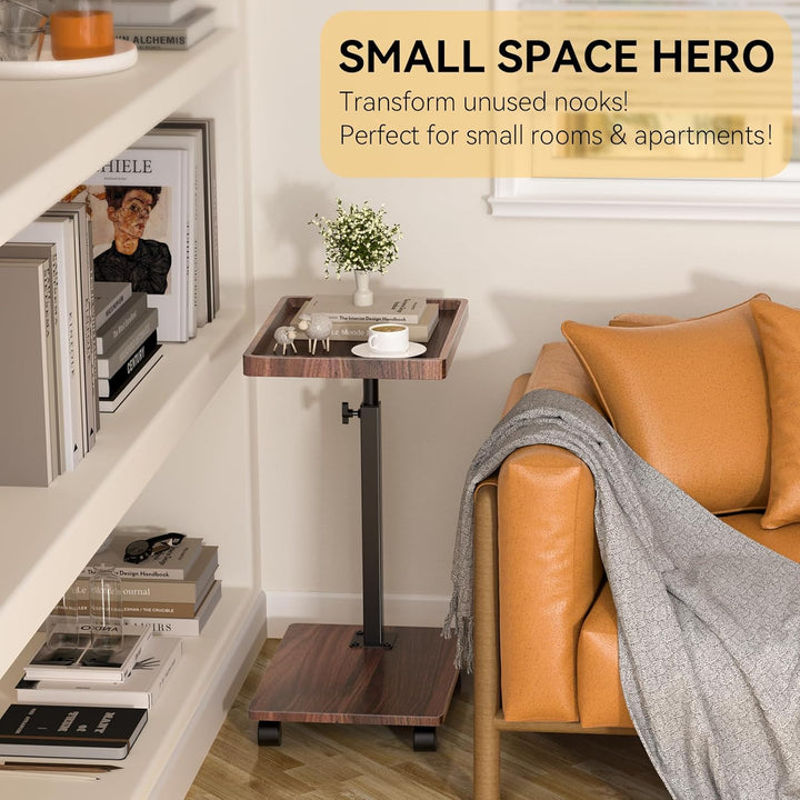 XNSDXV Beistelltisch mit Rollen, Beistelltisch Höhenverstellbar haben 360° Rotierend, C-Form Sofa Ti