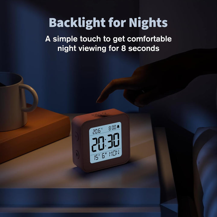 LATEC Wecker Digital, Digitaler Wecker Batterie Alarm Clock, Klein Reisewecker Digital Uhr mit Tempe