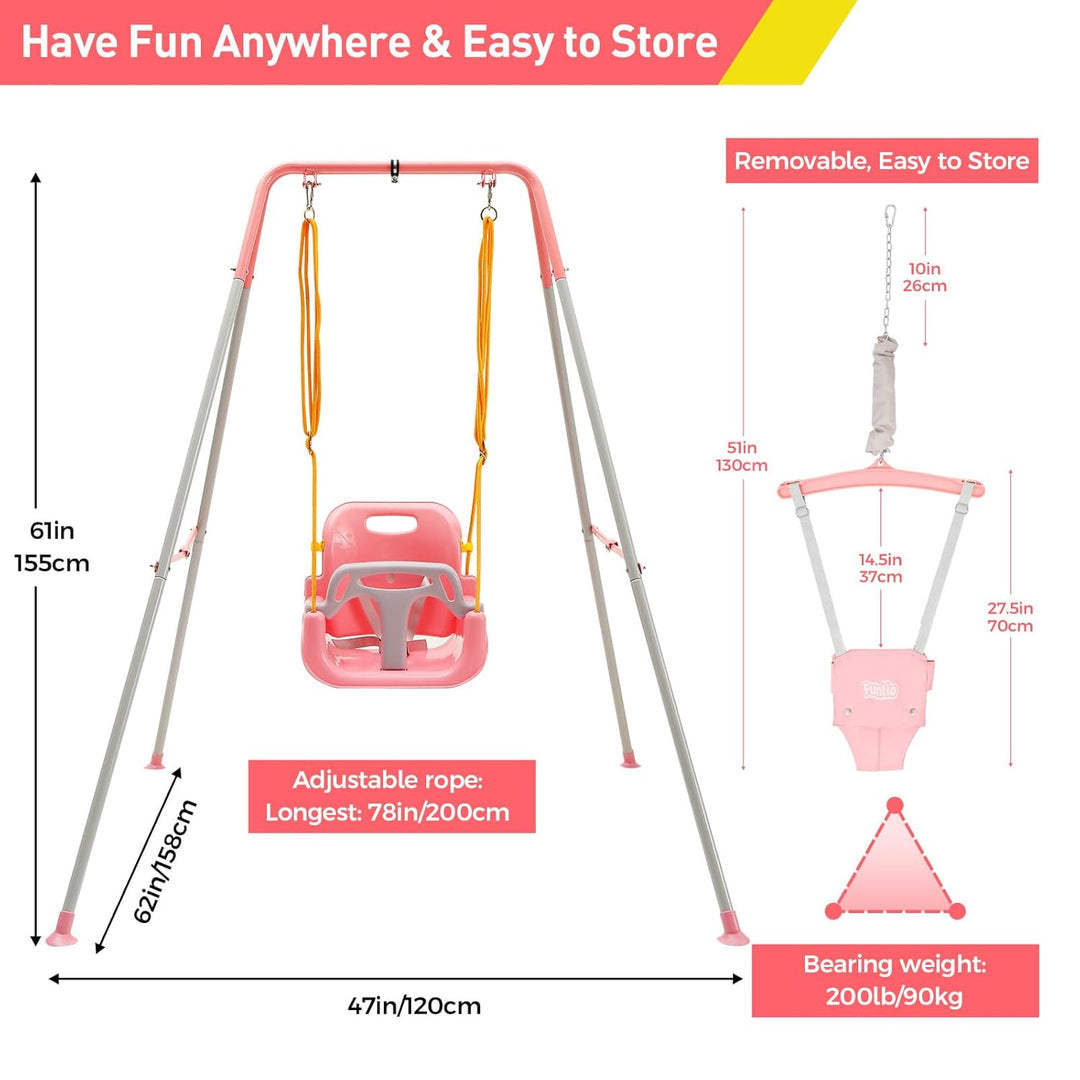 FUNLIO 2-in-1 Schaukeln Set und Baby Türhopser für Kleinkinder, Schaukelset für Kinder mit 4 Sandsäc