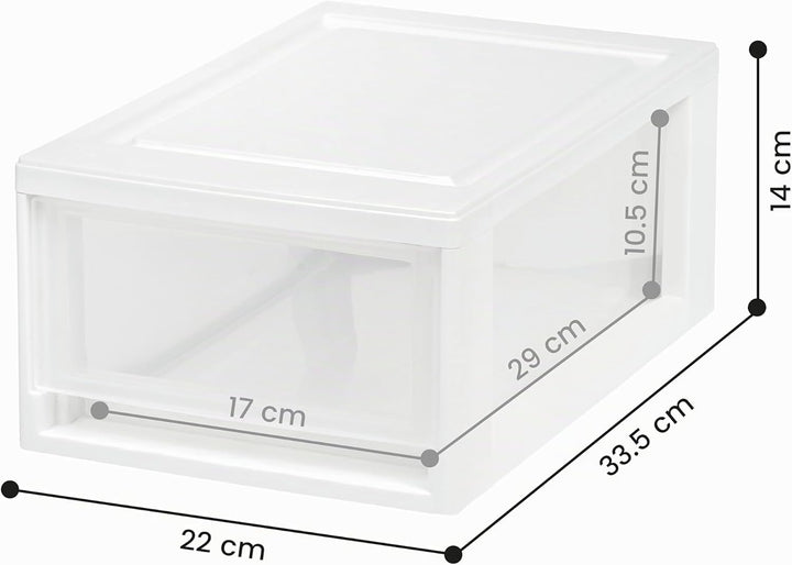 Iris Ohyama MSD-1 Kompakte Stapelschublade, weiss, 6 Quart, 4 Stück, Kunststoff, 7L / 4er-Set, 4