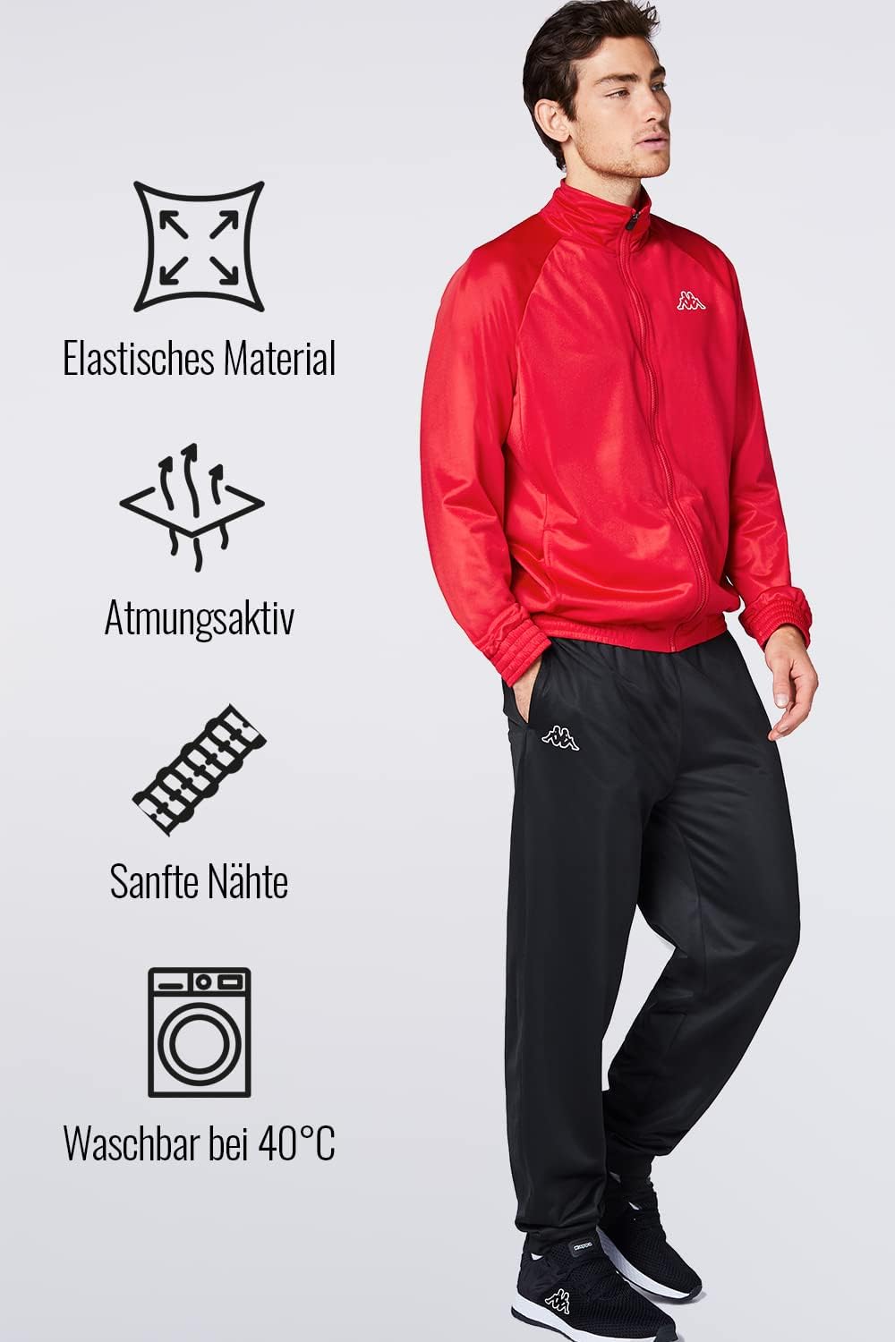 Kappa Tracksuit Till Men I Trainingsanzug für Herren I Ideal für Sport & Freizeit I Rot L, Rot L