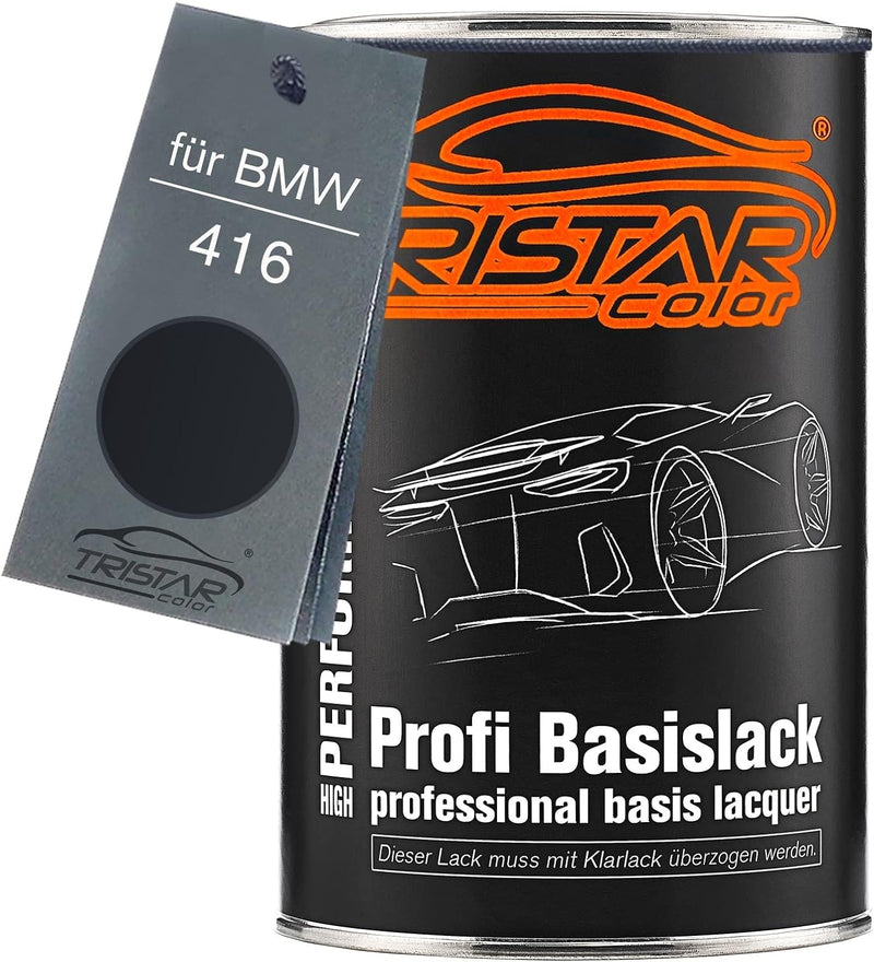 TRISTARcolor Autolack Dose spritzfertig für BMW 416 Carbonschwarz Metallic Basislack 1,0 Liter 1000m