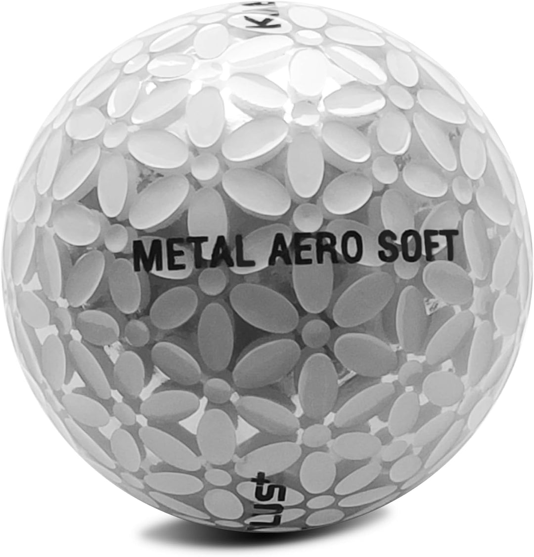 KAEDE Plus Metal Aero Soft Golfbälle - 4 Stück - Farbe Silber Weiss Golfgeschenk