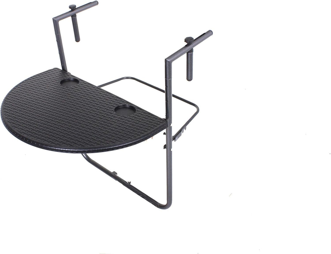 Balkontisch, Klapptisch, Rattan-Optik 83 x 36 x 39,5cm Schwarz, Gartentisch 83 x 36 x 39.5cm Schwarz