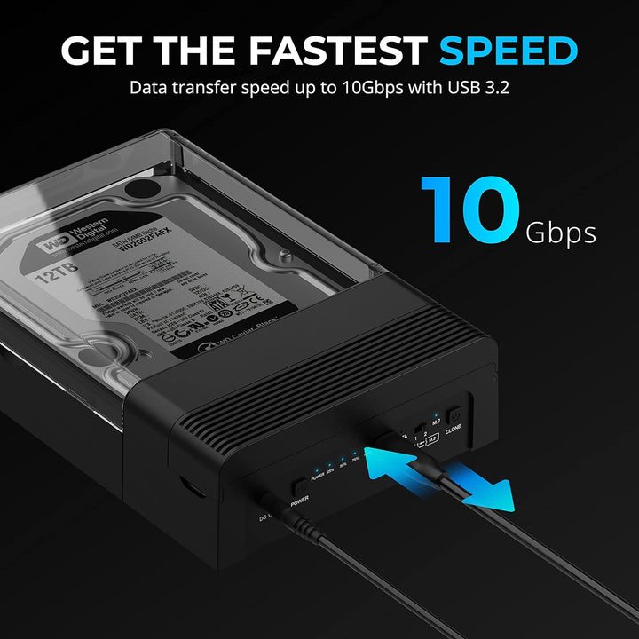 SABRENT USB Type-C Lay Flat Docking Station für M.2 PCIe NVMe + SATA 2,5 Zoll / 3,5 Zoll SSD & HDD m
