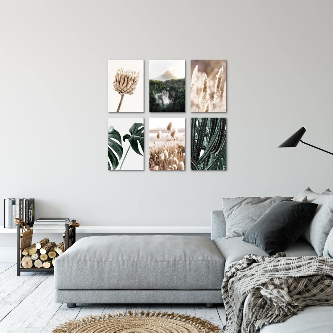 Novart Wandbilder Set - KOMPLETT AUFHÄNGFERTIG - Made in Germany - Moderne Bilder Boho Natur Wohnzim