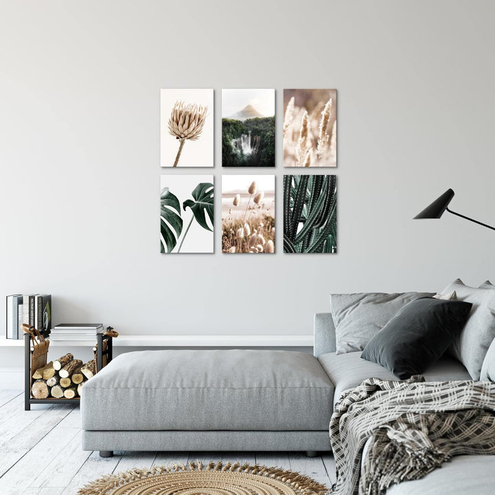 Novart Wandbilder Set - KOMPLETT AUFHÄNGFERTIG - Made in Germany - Moderne Bilder Boho Natur Wohnzim