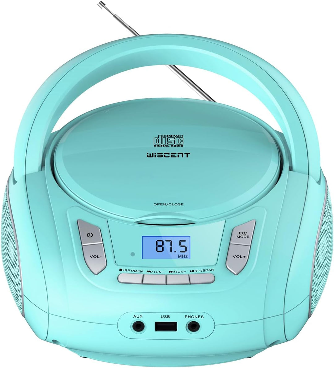 Tragbarer CD-Player für Kinder - Radio-CD-Boombox mit Bluetooth, FM-Radio, USB-Eingang & AUX-Anschlu