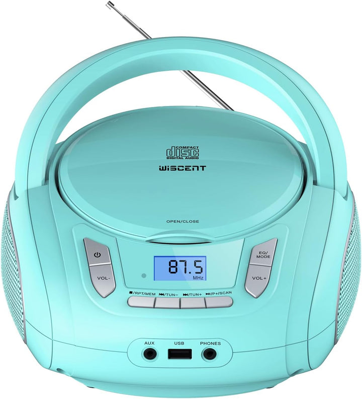 Tragbarer CD-Player für Kinder - Radio-CD-Boombox mit Bluetooth, FM-Radio, USB-Eingang & AUX-Anschlu
