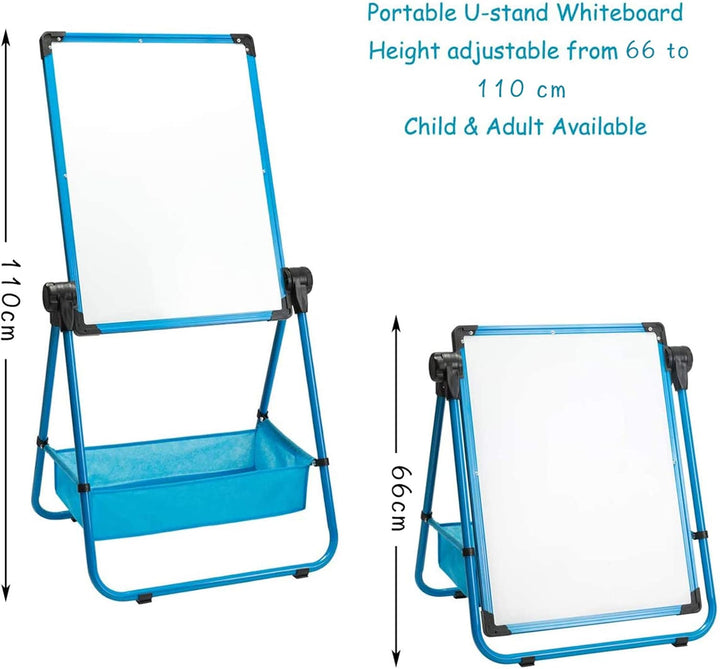 DOEWORKS Kinder Whiteboard Doppelseitiges Staffelei Kinder Whiteboard & Kreidetafel, Magnetische Whi