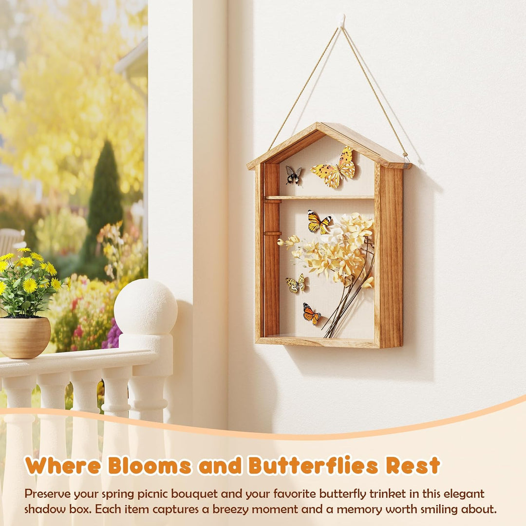 Holz 3D Bilderrahmen zum Befüllen, Grosse Shadow Box, 11x14 Zoll Vitrine Hängend Tiefer Bilderrahmen
