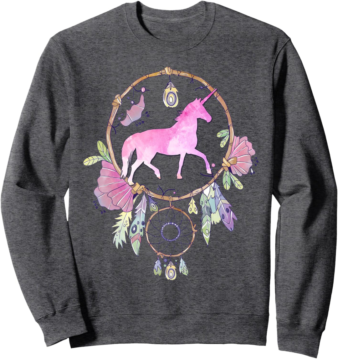 Traumfänger im Boho-Einhorn, magischer Traumfänger, lila / rosa Mädchen Sweatshirt