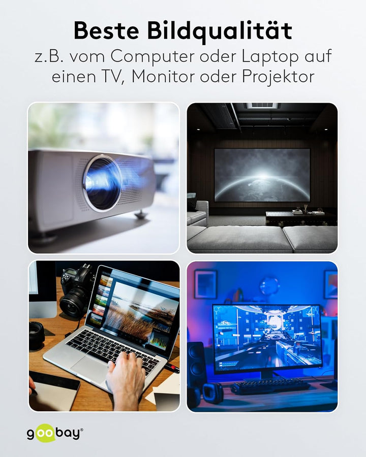 Goobay 64846 - DisplayPort 2.0 auf HDMI 2.1 8k @ 60Hz Kabel/DP auf HDMI Verbindungskabel / 4K @ 144H