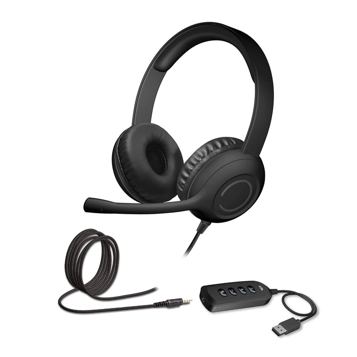 Cyber Acoustics Stereo-Headset mit USB- oder 3,5-mm-Anschluss (AC-5812), USB-Steuermodul, Verstellba