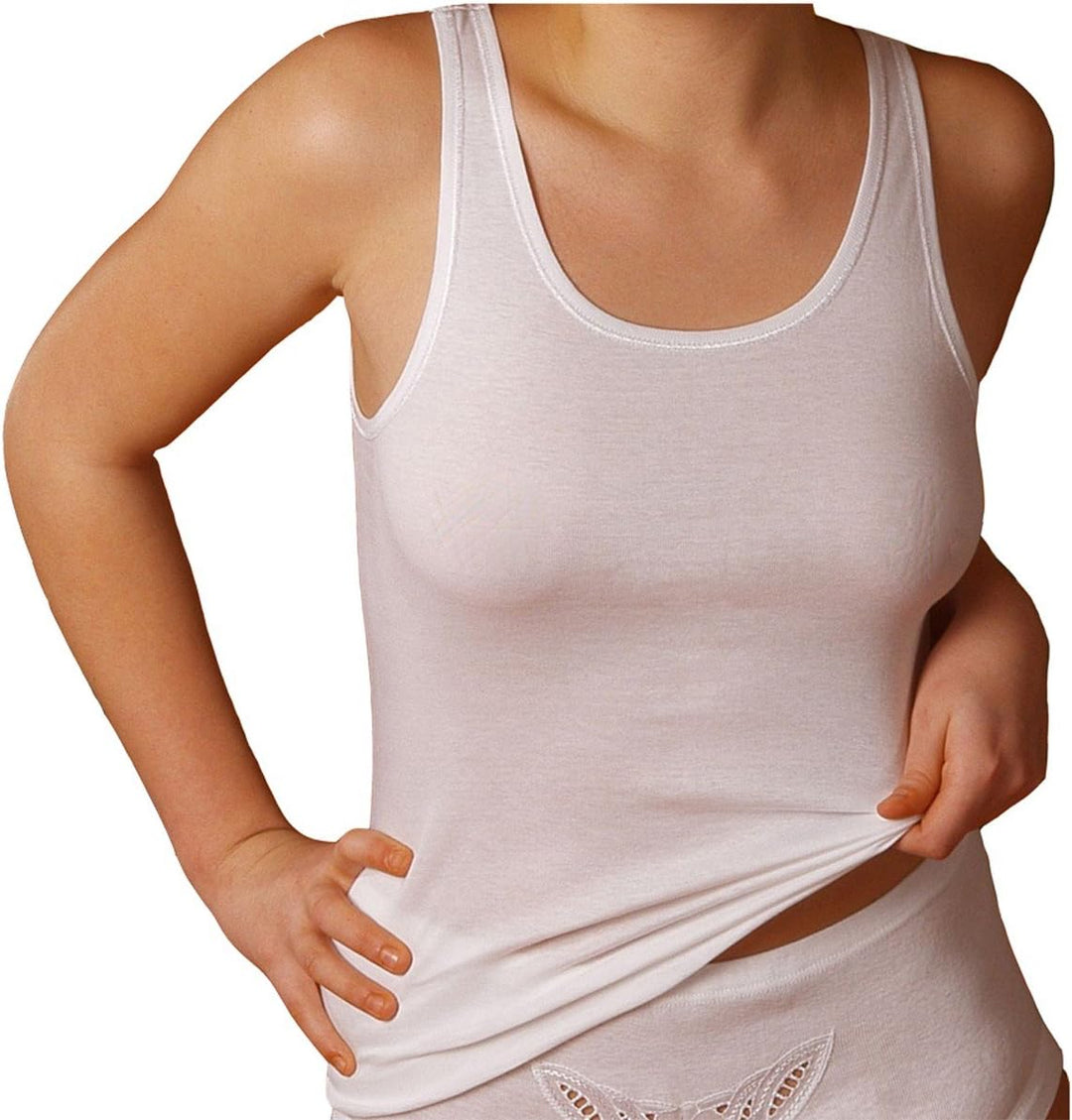 HERMKO 1310 5er Pack Damen Unterhemd aus 100% Bio-Baumwolle bis Grösse 68/70 XS Weiss, XS Weiss