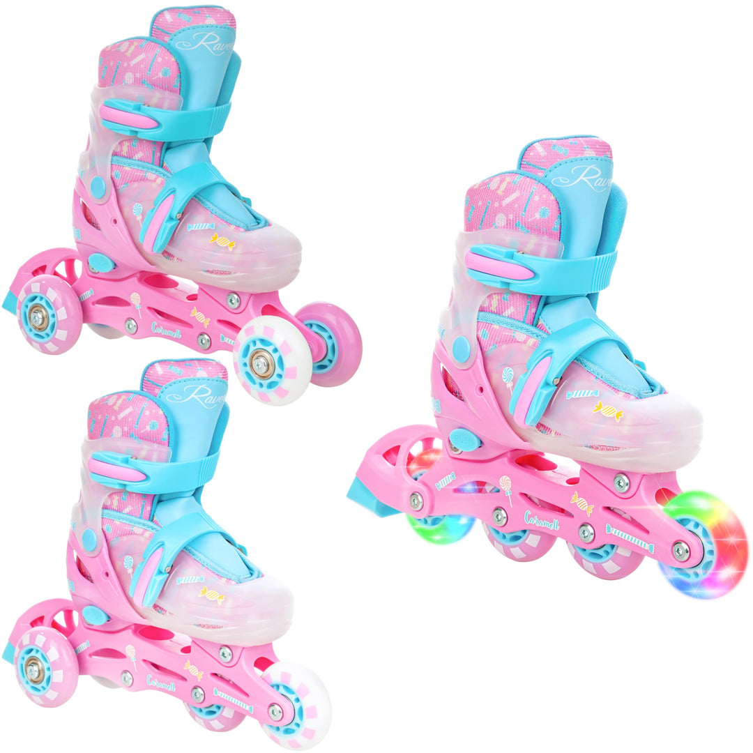 RAVEN 3in1 Inline Skates Triskates Rollschuhe Inliner für Kinder Mädchen verstellbar 34-37 (21,5cm-2