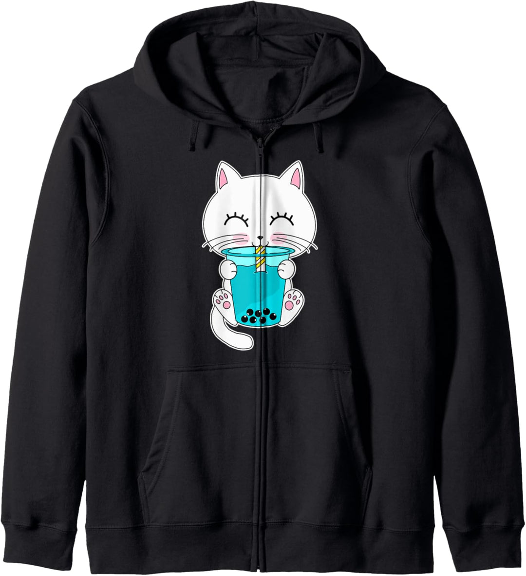 Boba Tee Katze I Kätzchen I Katze Trinkt Bubble Tee Kapuzenjacke