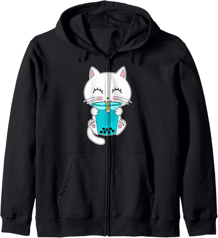 Boba Tee Katze I Kätzchen I Katze Trinkt Bubble Tee Kapuzenjacke