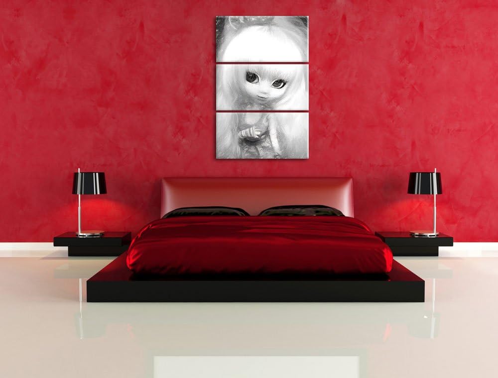 Pullip-Püppchen im 70er-Jahre-Stil NewArt 3-Teiler Leinwandbild 120x80 Bild auf Leinwand, XXL riesig