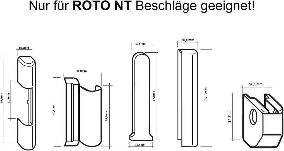 10 Stk. Roto NT PVC Fenster und PVC Kunststofftür Abdeckkappen Komplettset Weiss – Kappen nur für NT
