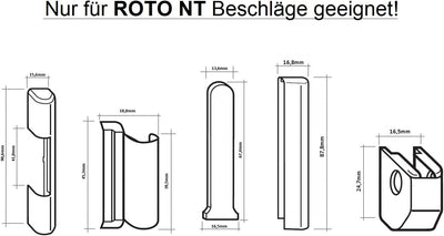10 Stk. Roto NT PVC Fenster und PVC Kunststofftür Abdeckkappen Komplettset Weiss – Kappen nur für NT