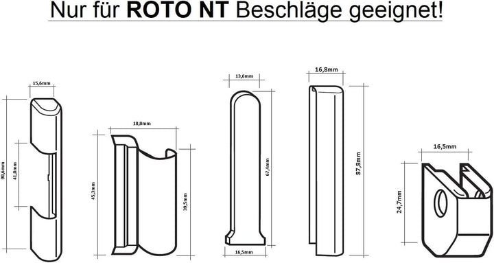 8 Stk. Roto NT PVC Fenster und PVC Kunststofftür Abdeckkappen Komplettset Weiss – Kappen nur für NT