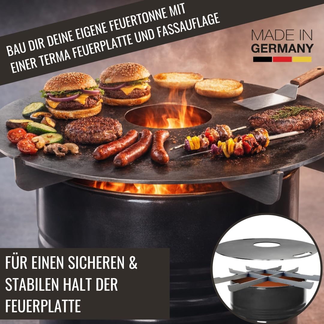 Terma Feuerplatte Durchm. 69 cm, Grillplatte, Plancha Stärke 6 mm, Grillring, Feuerring 69cm Feuerpl