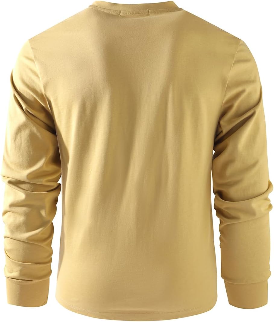 Mr.Stream Herren Henley Shirt Longsleeve Langarmshirt Männer DREI Taste Knopfleiste Baumwolle Beiläu