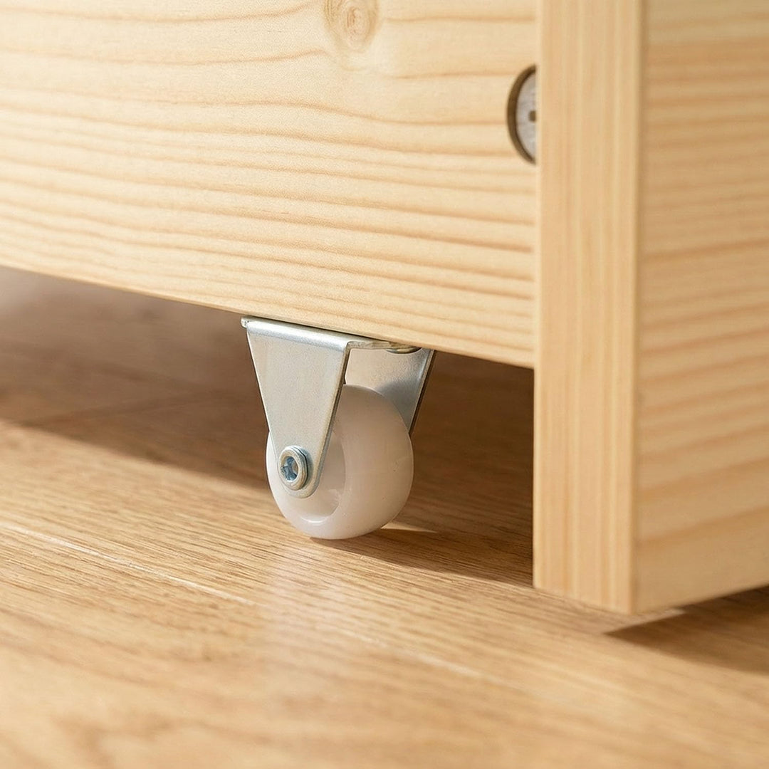 Homestyle4u Bettkasten 2er Set Holz Aufbewahrung mit Rollen, Bett Schublade Bettauszug Natur