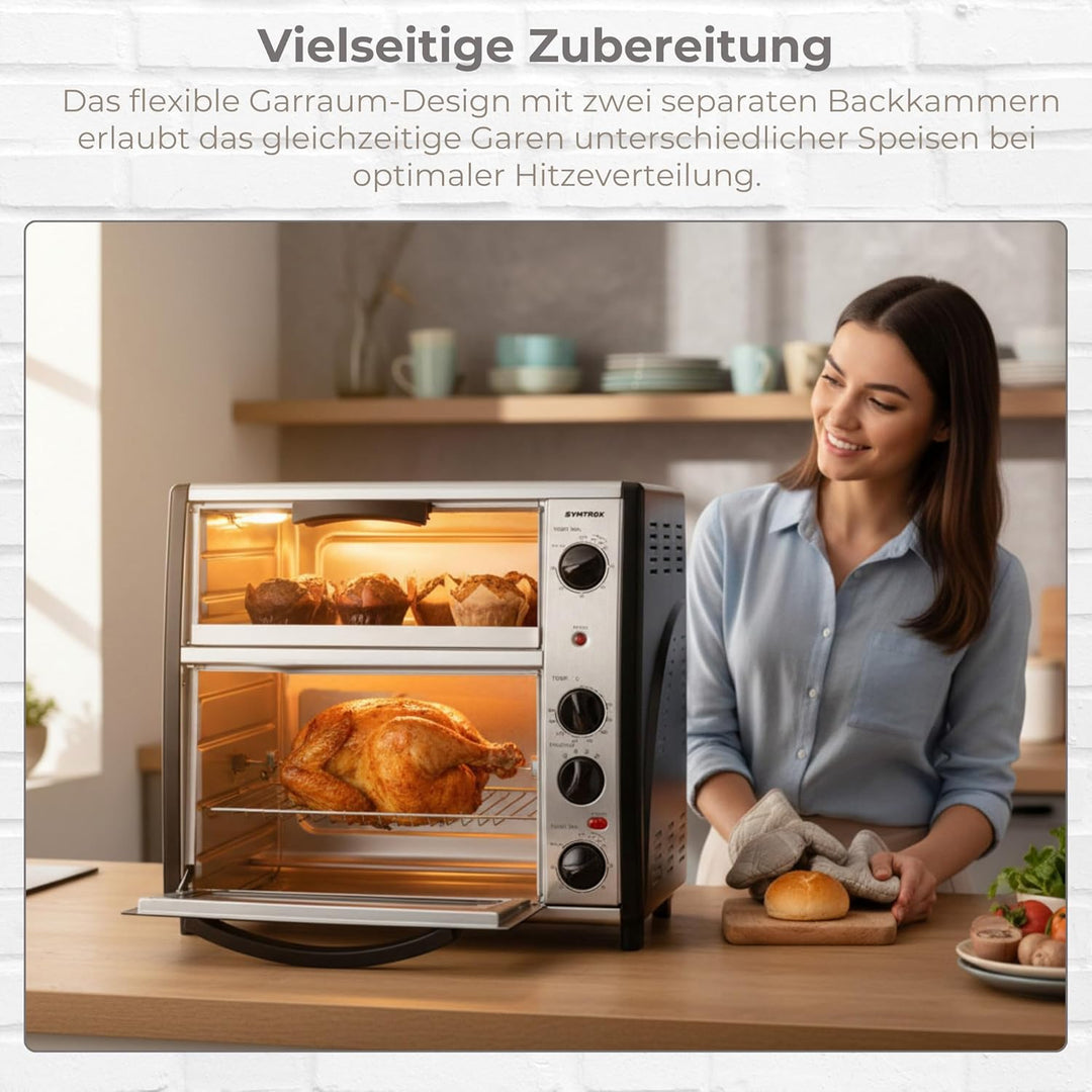 Syntrox 42 l Kleiner Mini Backofen Lollox | Miniofen | Pizzaofen | Pizzabackofen, 42 Liter, inklusiv