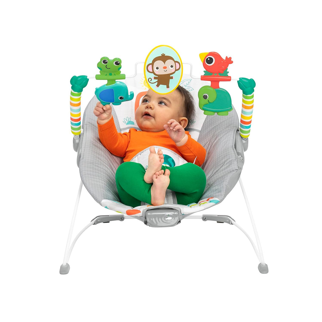 Bright Starts - Playful Paradise, Bequeme Babywippe mit beruhigender Vibration und Spielzeug, Unisex