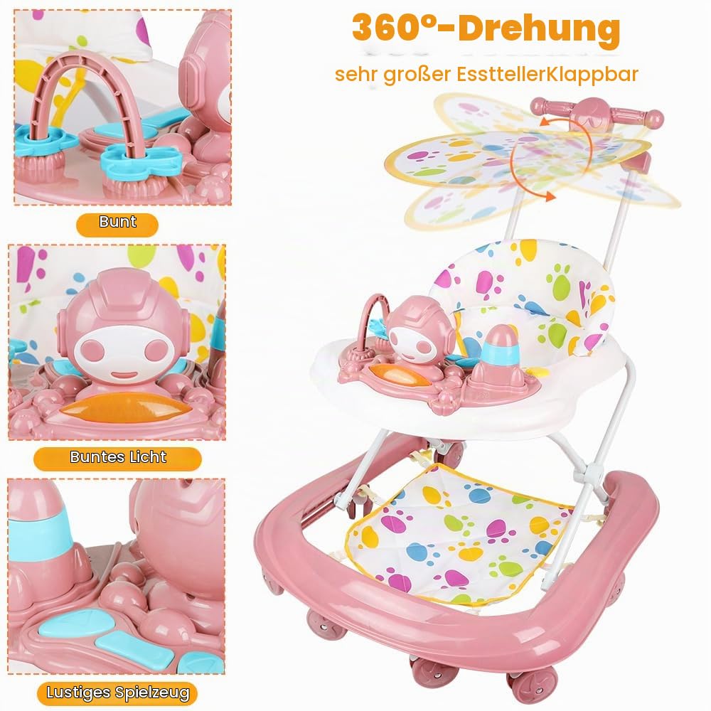 5-in-1 Lauflernhilfe für Babys, mit 5 verstellbaren Höhen, Lauflernhilfe für Babys, faltbar, mit abn