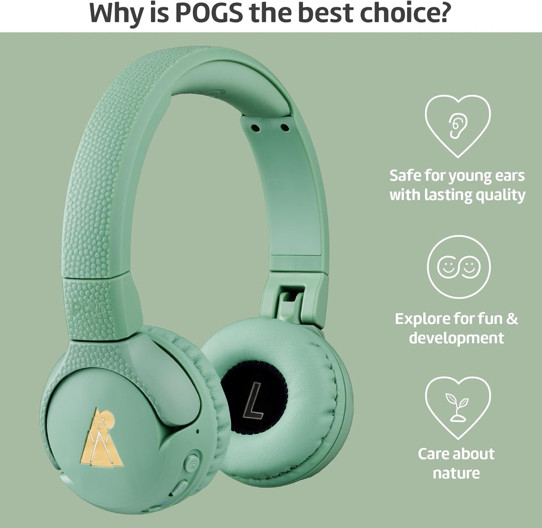 POGS Drahtloser Bluetooth Kinderkopfhörer | The Gecko 2 | Faltbarer robuster Kinderkopfhörer ab 3 Ja