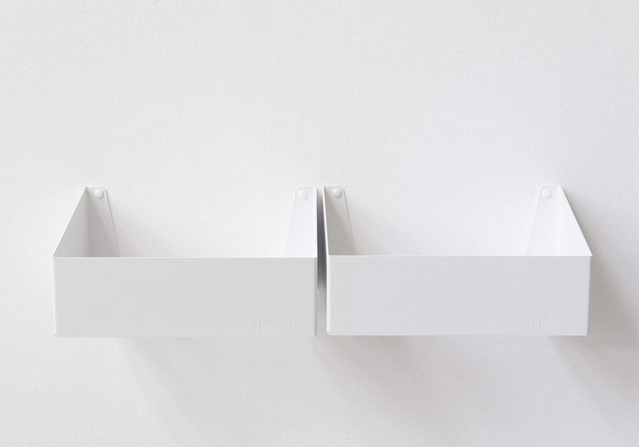 Teebooks Aufbewahrung für Vinyl - Set mit 2 Regalen - Stahl - Weiss - 15 x 25 x 32, 2er-pack Weiss