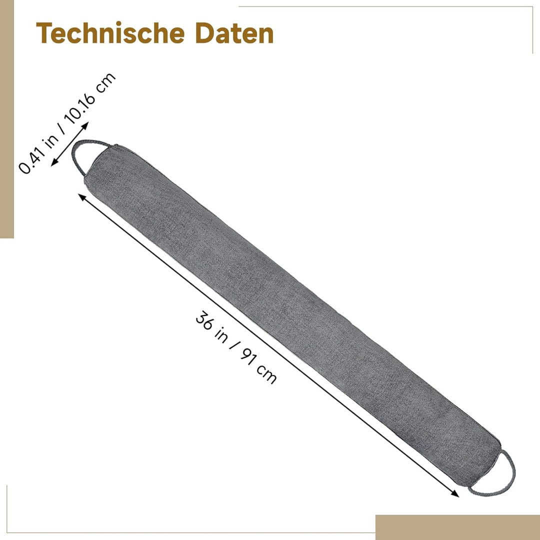 Schwerer Türzugstopper, 91 cm Grauer Stoff Türzugstopper, Windstopper, Schallschutz, blockiert Licht
