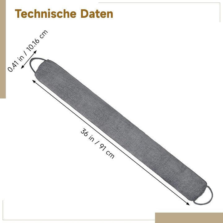 Schwerer Türzugstopper, 91 cm Grauer Stoff Türzugstopper, Windstopper, Schallschutz, blockiert Licht