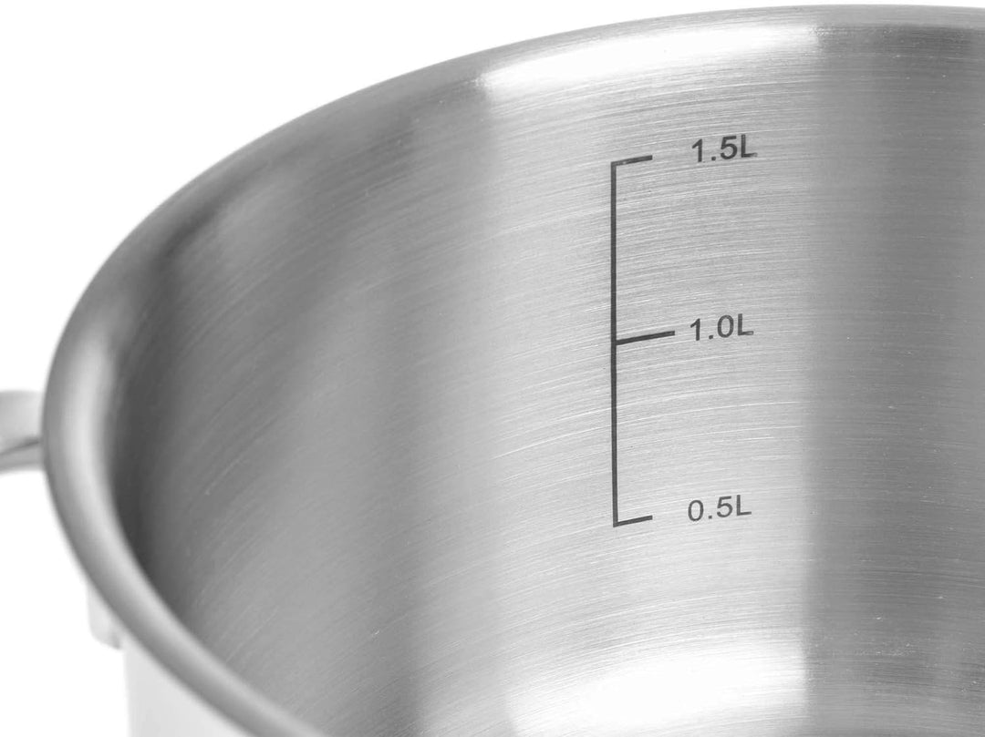 GRÄWE Kochtopf inkl. Glasdeckel, 1,5 l, Spülmaschinengeeignet, Topf für Induktion, klein, Edelstahl,