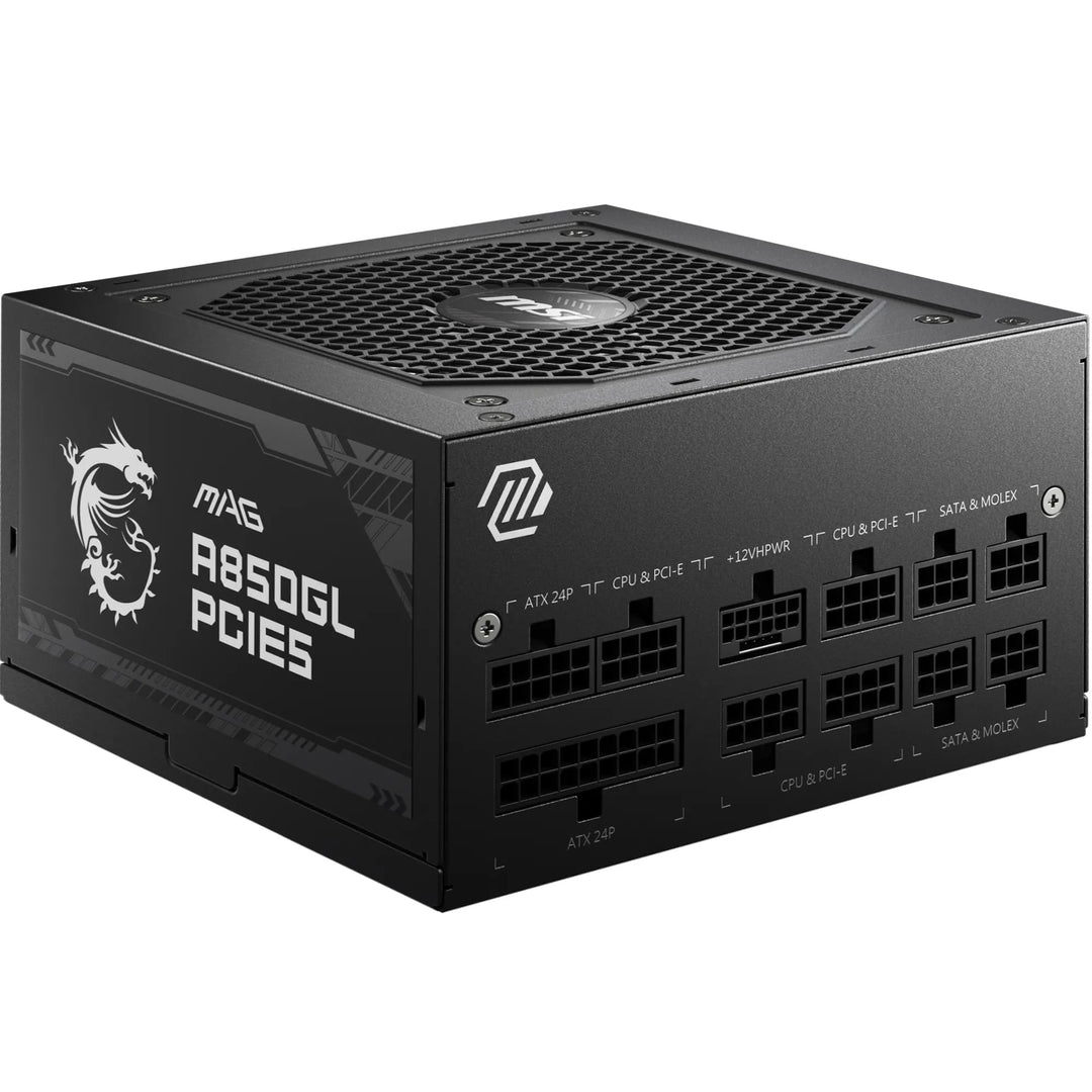 MSI MAG A850GL PCIE5 Netzteil, 850W, 80 Plus Gold, voll modular, ATX 3.0, unterstützt PCIe 5.0 GPU,
