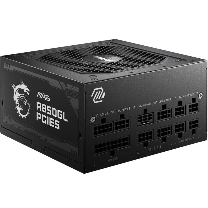 MSI MAG A850GL PCIE5 Netzteil, 850W, 80 Plus Gold, voll modular, ATX 3.0, unterstützt PCIe 5.0 GPU,