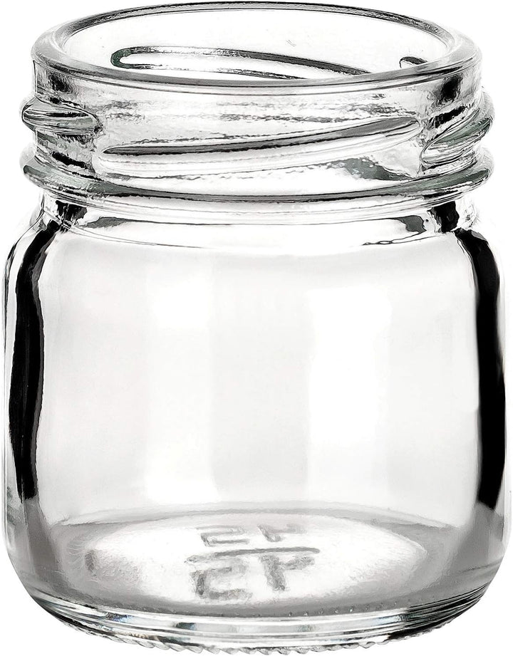 gouveo 48er Set Einmachgläser 40 ml Mini mit Schraub-Deckel silberfarben - Mini Vorratsgläser mit Dr