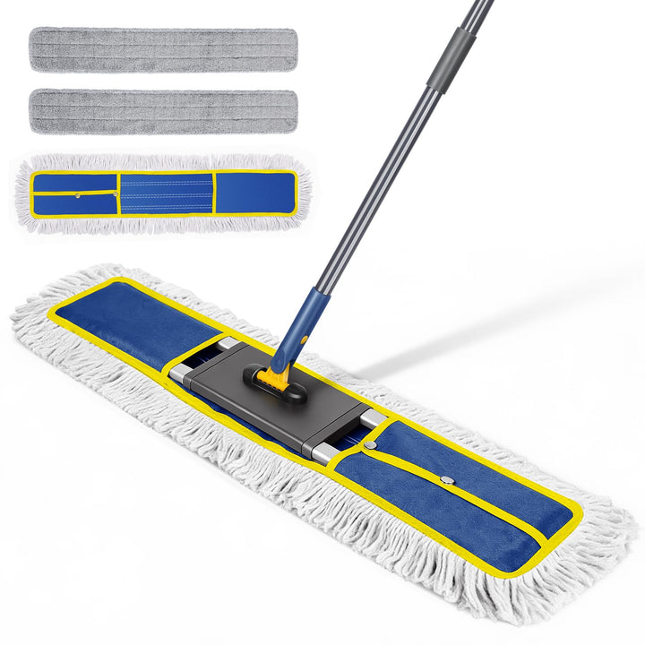 Bodenwischer, 90cm Breit Wischmopp, Gross Wischer mit 2 Mikrofaser Pads und 1 Baumwolle Pad, Profess