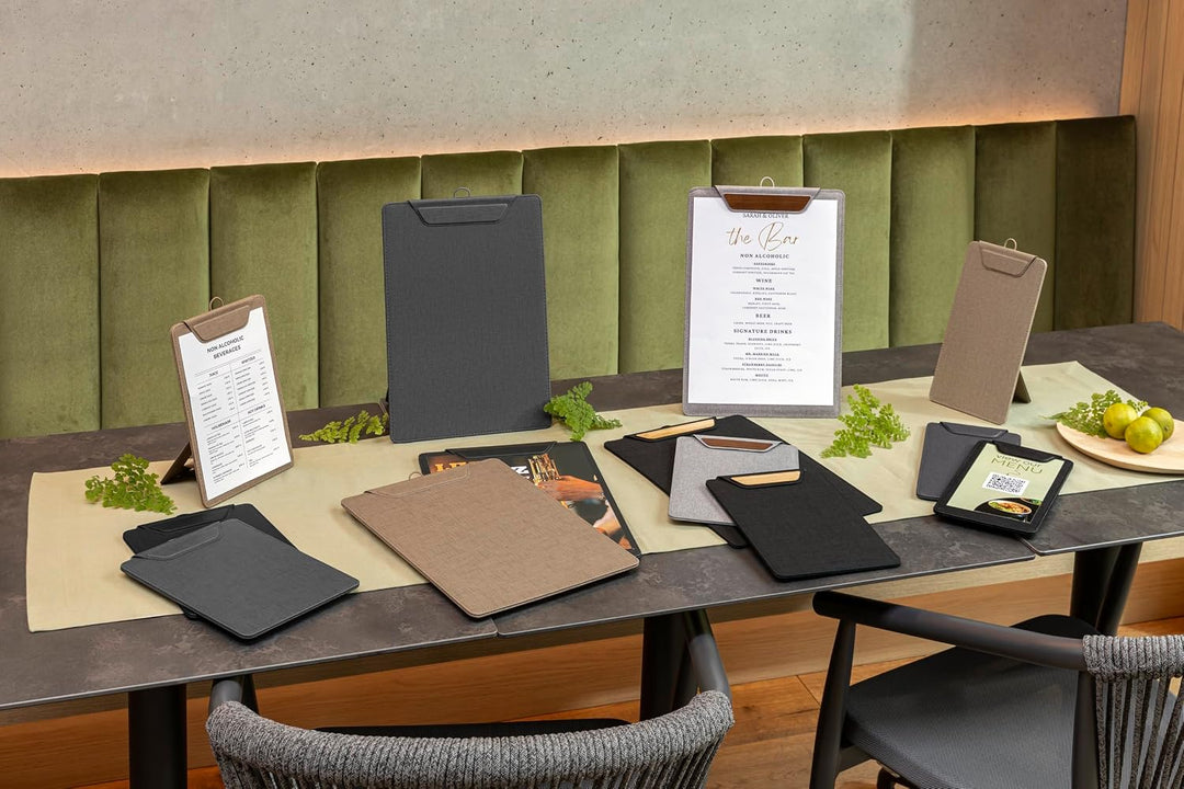 SIGEL Klemmbrett A5 dunkelgrau beige Aufstellfunktion | KB221, stabiles, stylisches Clipboard mit ed